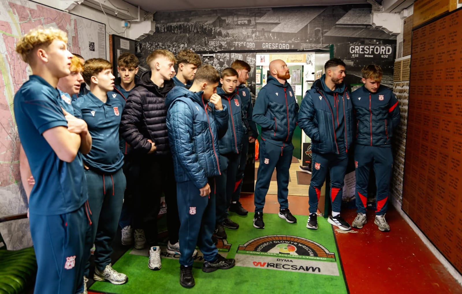 Wrexham FC receiving a tour of the Wrexham Miners Project